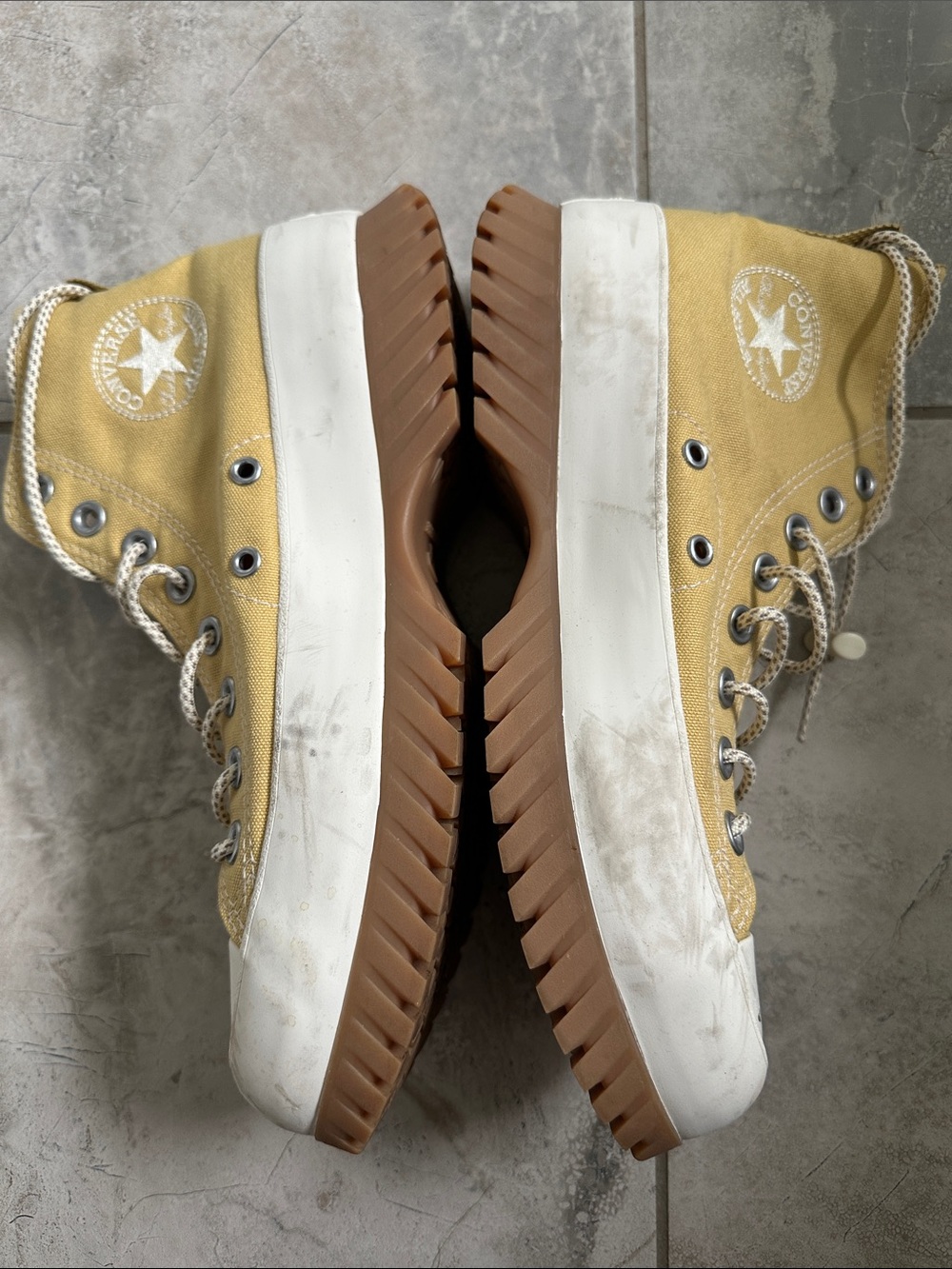 Converse Yellow High-Top Platform Sneakers - Picture 1 of 4